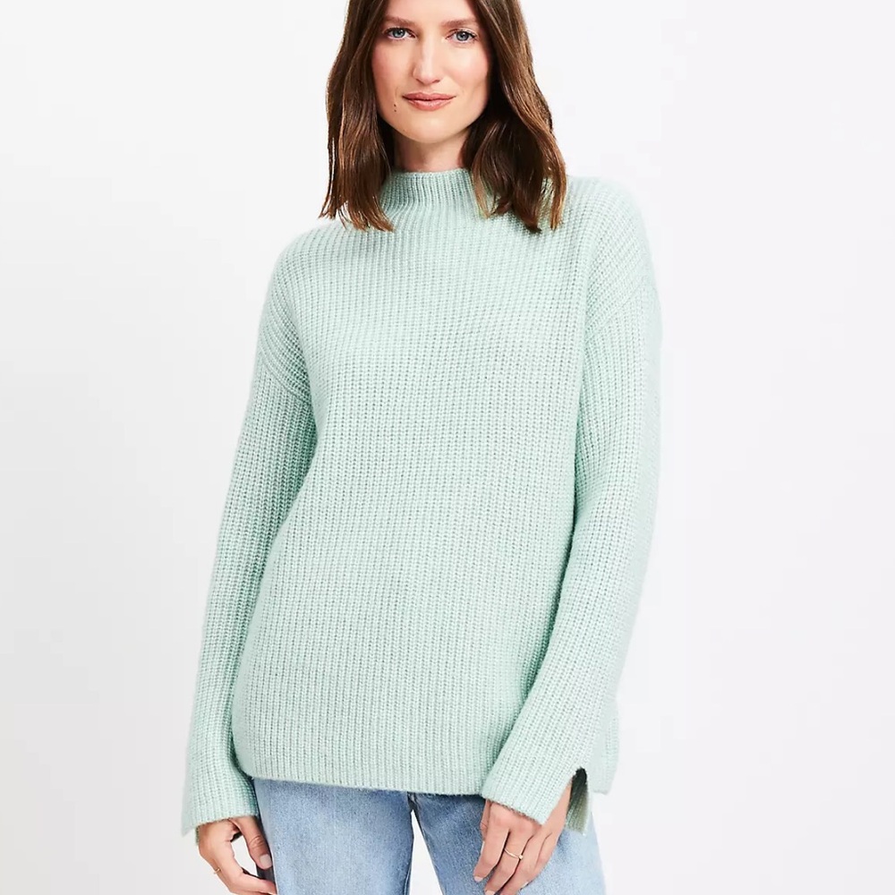 LOFT Light Green Women's Turtleneck Sweater